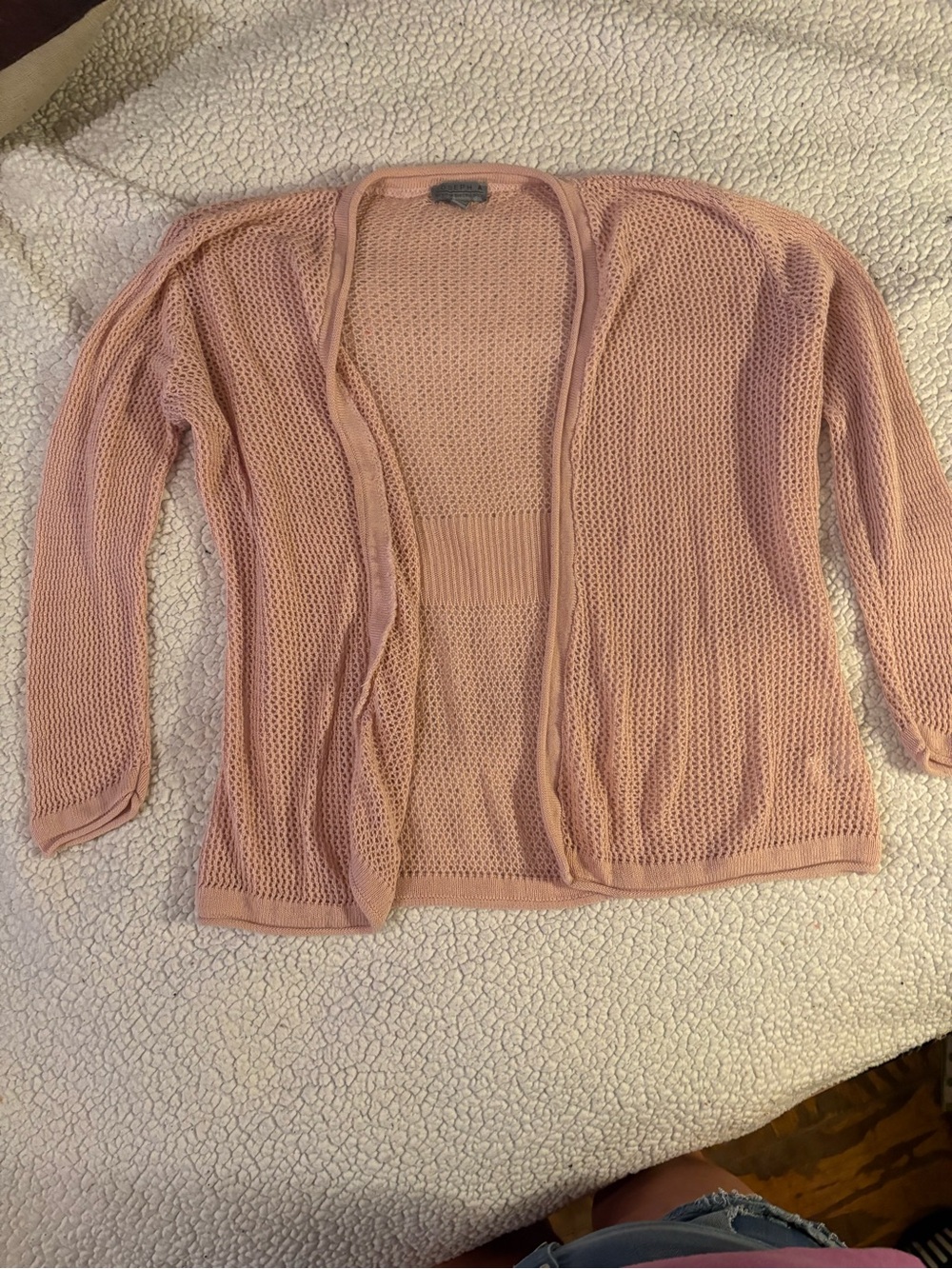 Joseph A Blush Open-Weave Cardigan